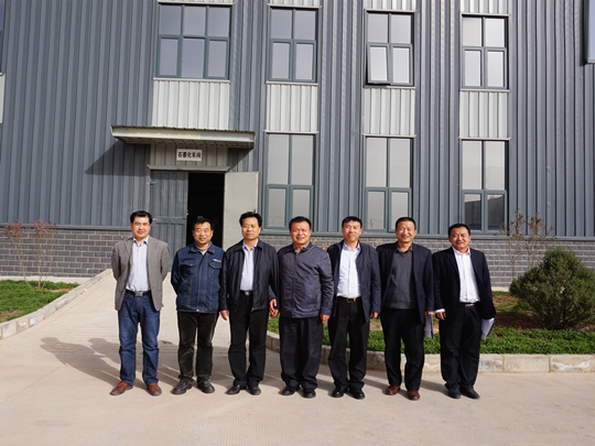 与园区领导在康博丝特新材料公司石墨化车间合影